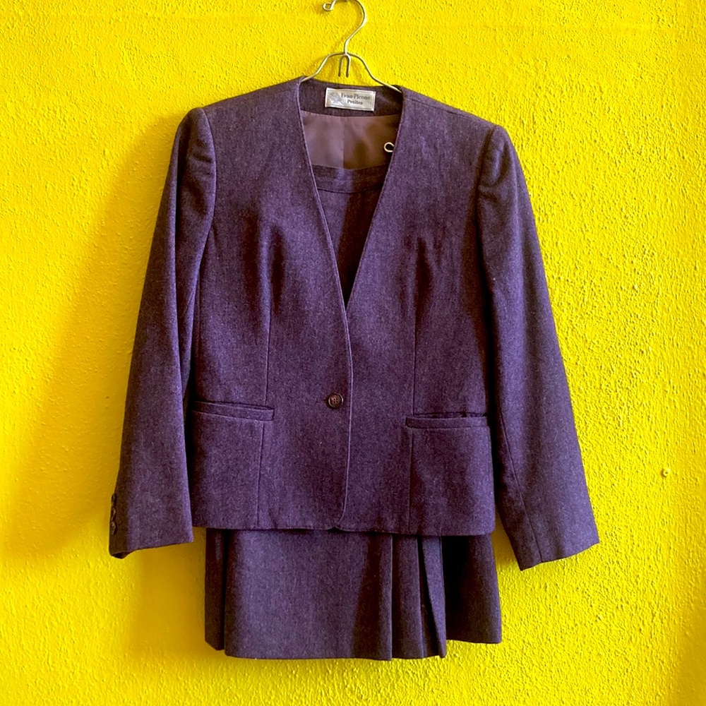 Vintage Evan Picone Wool Purple Skirt Suit